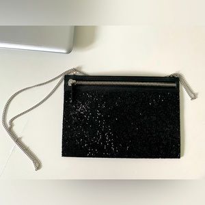 Elegant Black Clutch with Silver Chain